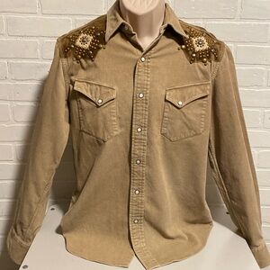 Double RL Western Corduroy Rhinestone Shirt. (Heavy)